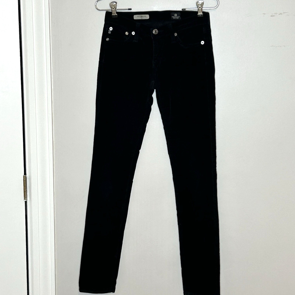 AG The Legging Super Skinny Pants Size 25 Black Velvet Low Rise Inseam 31